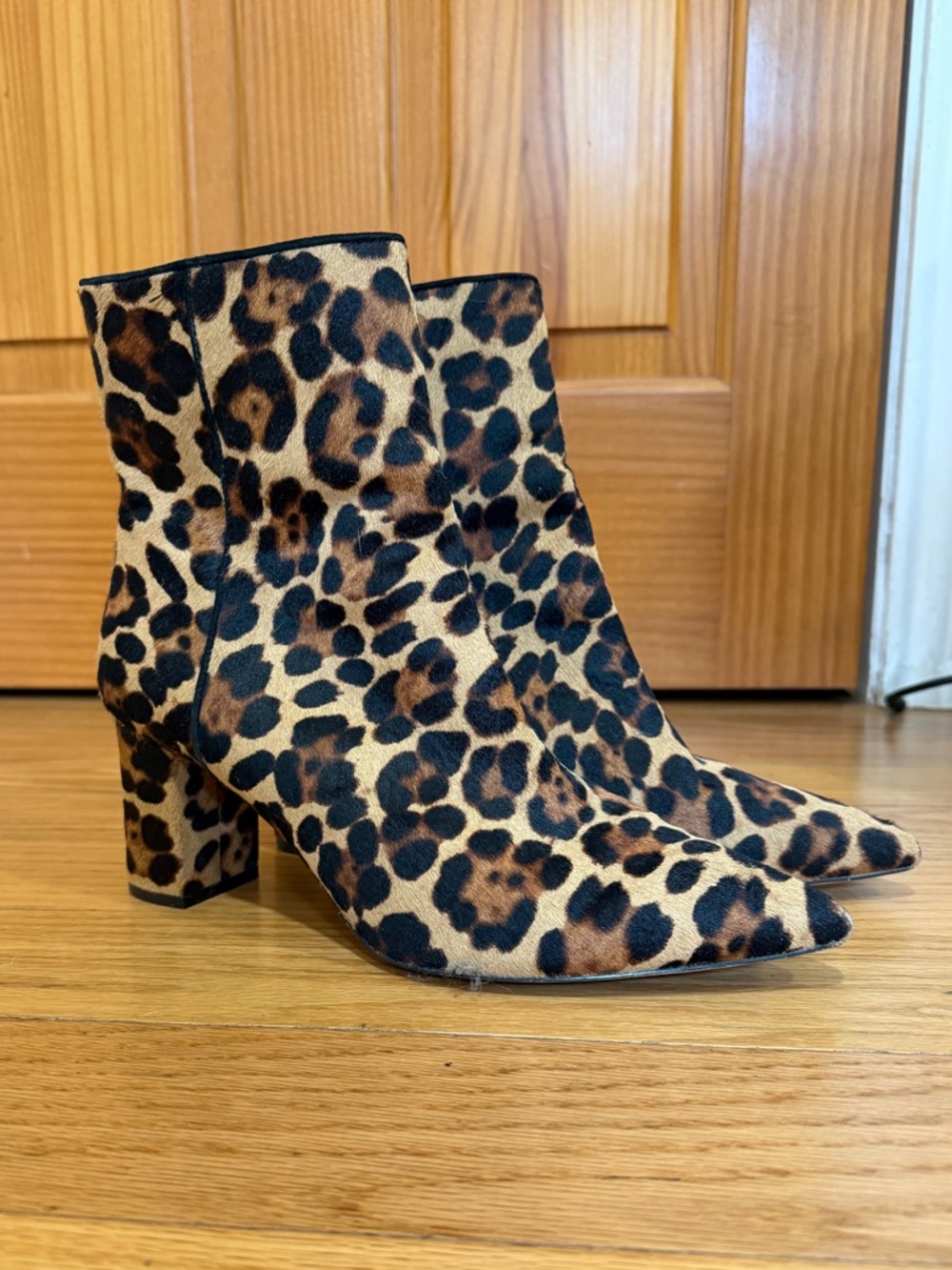 Leopard Print Ankle Boots - Women's Fashion Booties